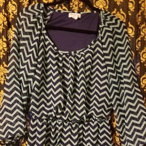 Long sleeve chevron-print dress